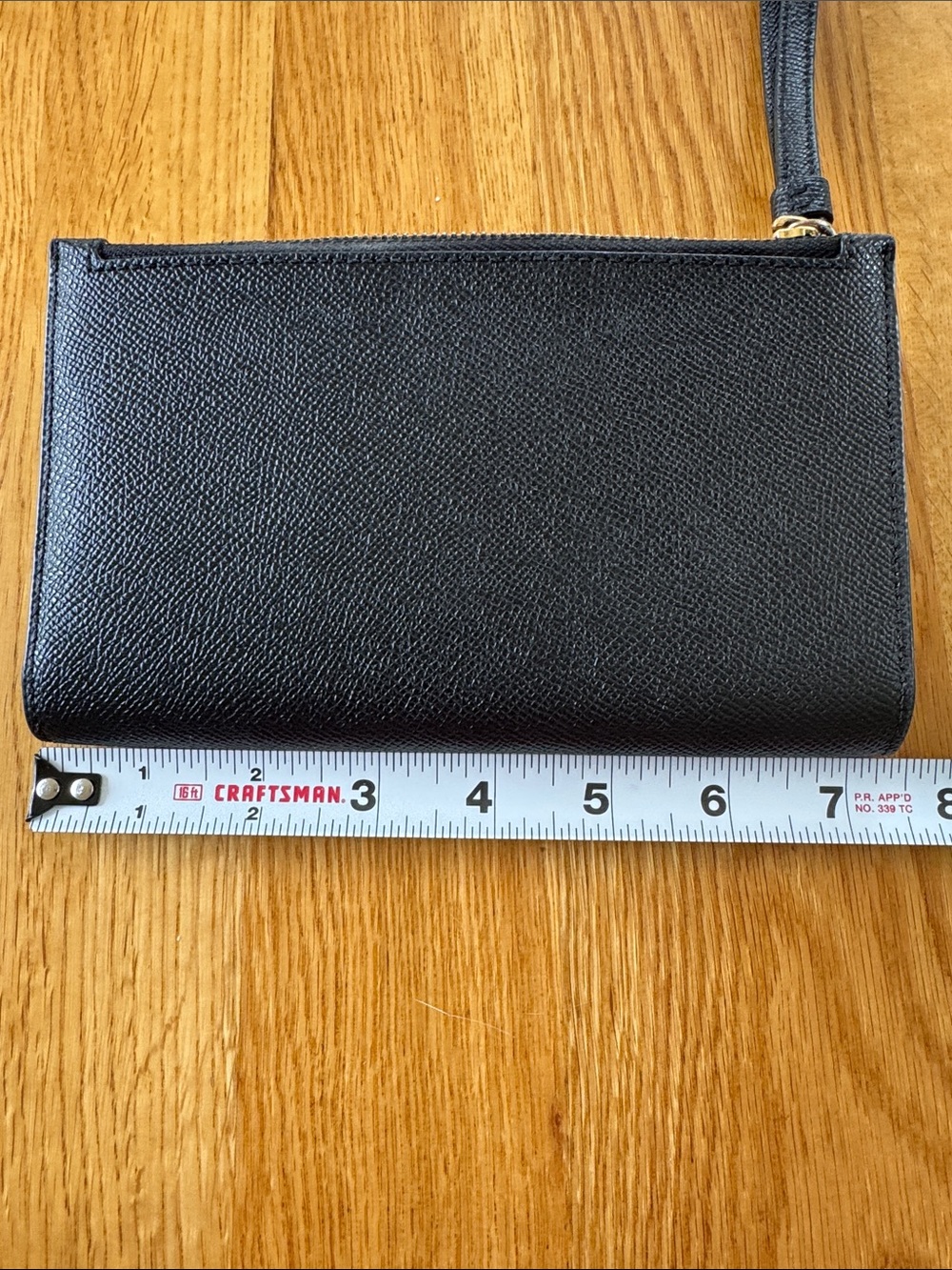 Coach Black Crossgrain Pebbled Leather Tech Wallet Wristlet w/strap Gold Emblem - Picture 3 of 12